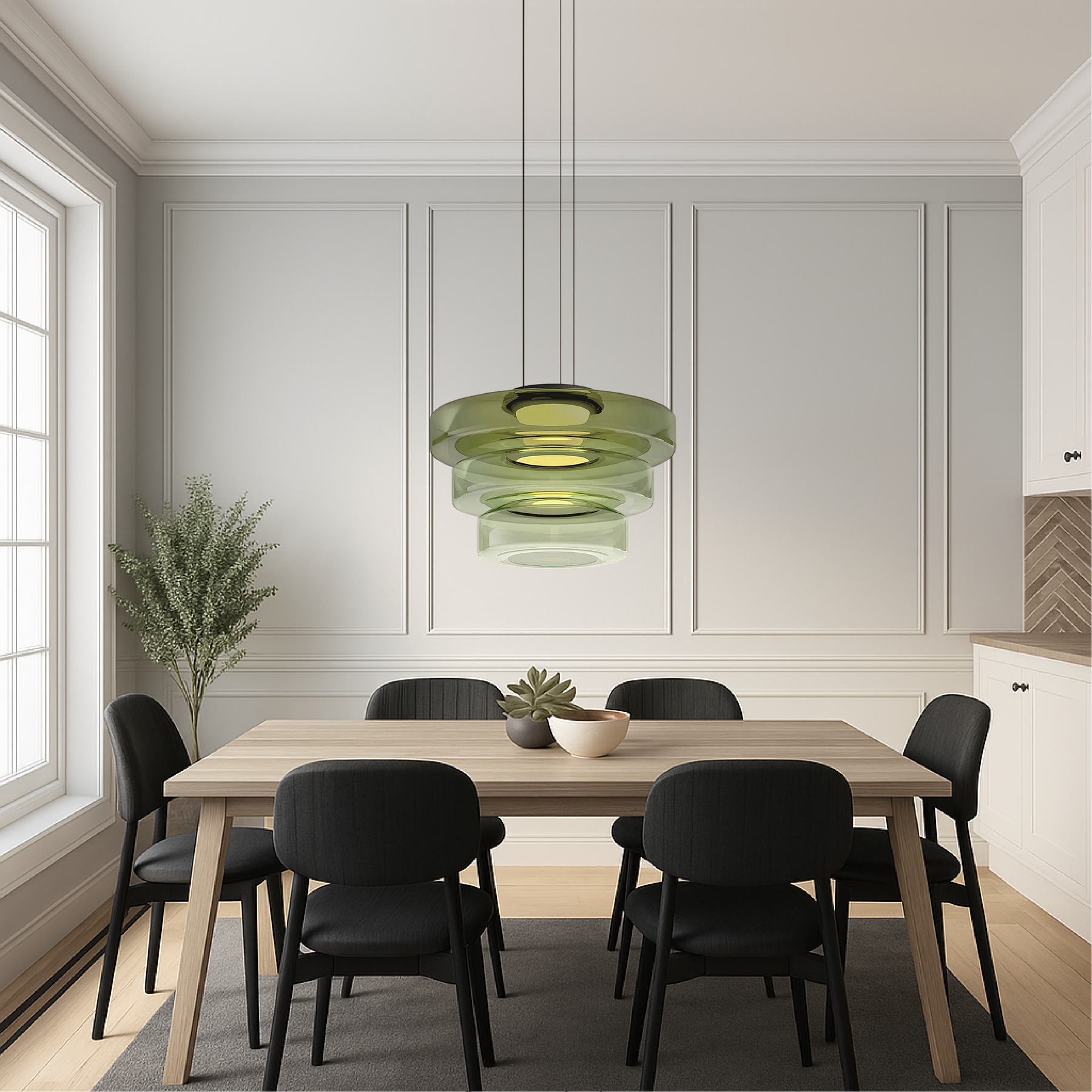 Lampe Suspendue en Verre Danois - Design Bauhaus Élégant et Réglable