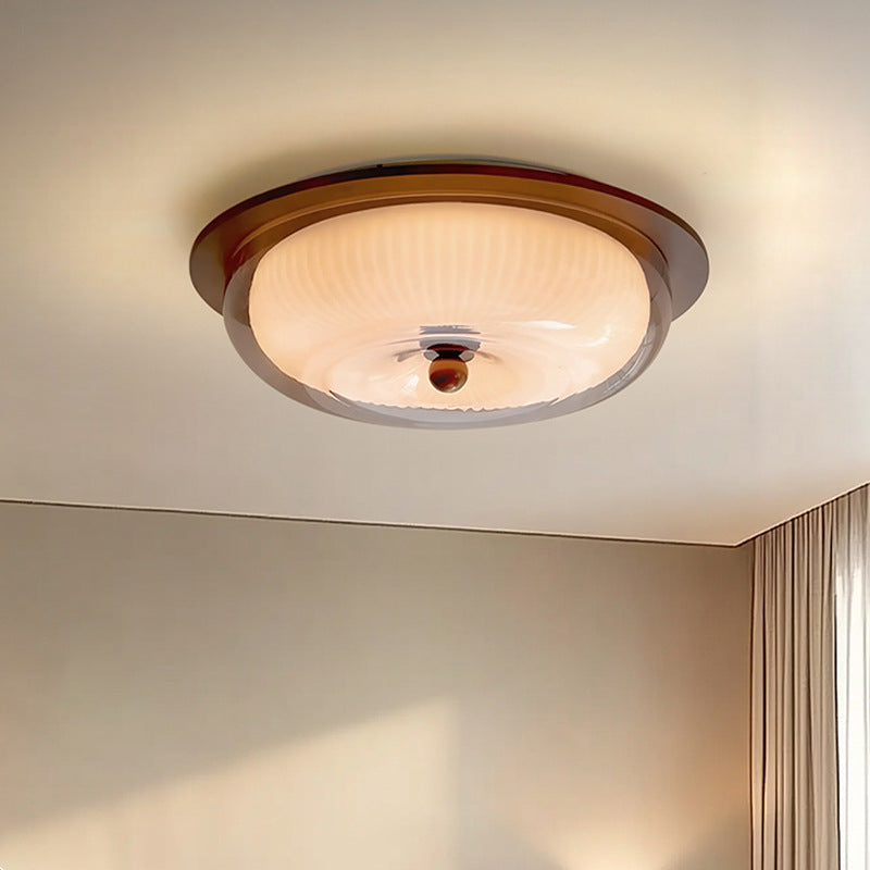 Lampe de Plafond en Verre et Bois - Design Scandinave et Éclairage Doux