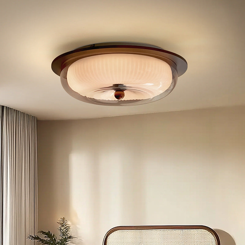Lampe de Plafond en Verre et Bois - Design Scandinave et Éclairage Doux