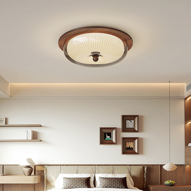 Lampe de Plafond en Verre et Bois - Design Scandinave et Éclairage Doux