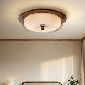 Lampe de Plafond en Verre et Bois - Design Scandinave et Éclairage Doux