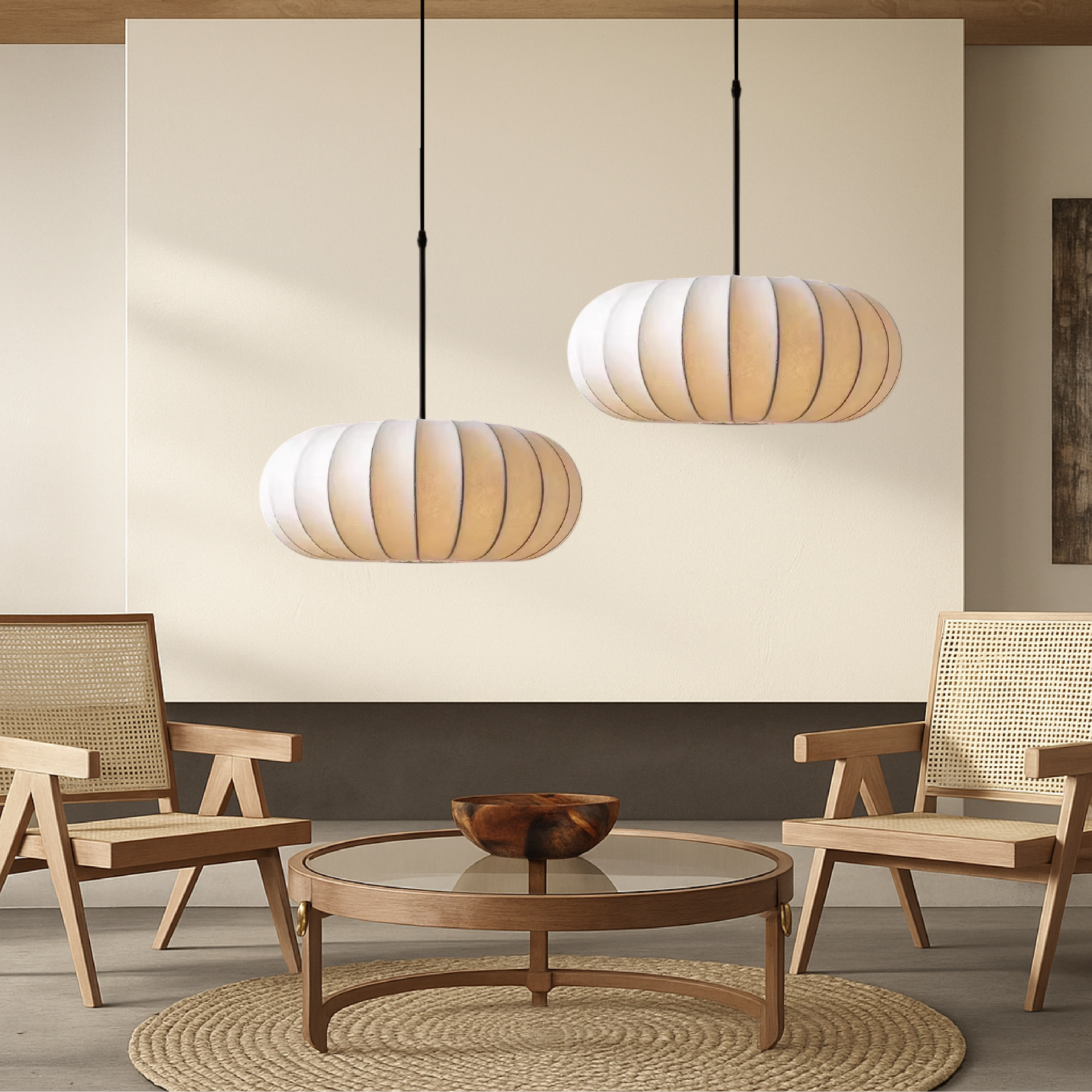 Suspension en Soie Minimaliste - Éclairage Chic et Accueillant pour Votre Espace