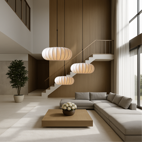 Suspension en Soie Minimaliste - Éclairage Chic et Accueillant pour Votre Espace