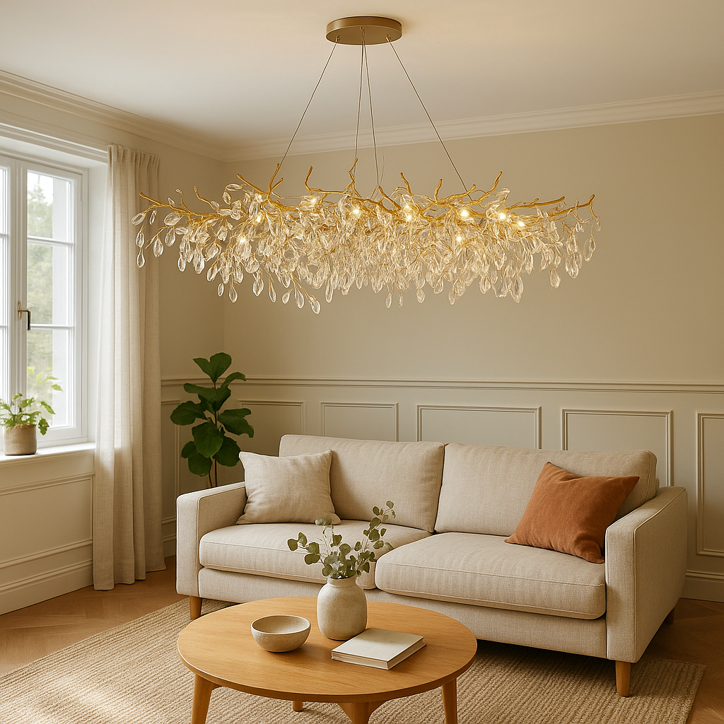 Lustre en Verre Français Élégant - Atmosphère Chaleureuse et Accueillante