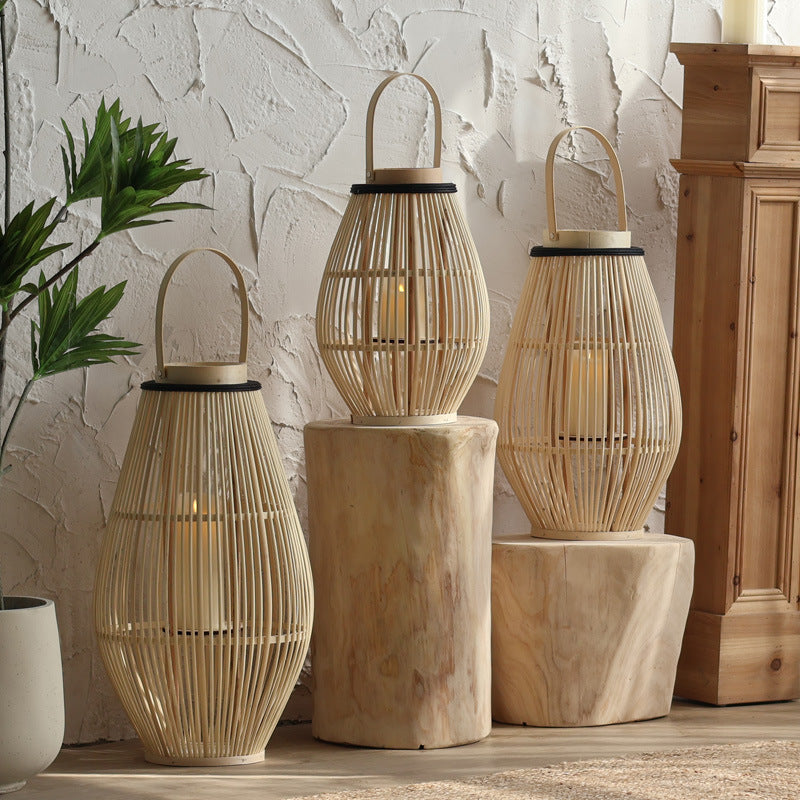 Lampe de Cheminée en Bambou - Design Élégant et Atmosphère Chaleureuse