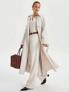 Trench-coat Classique Ceinturé - Tissu Tissé et Ajustement Régulier