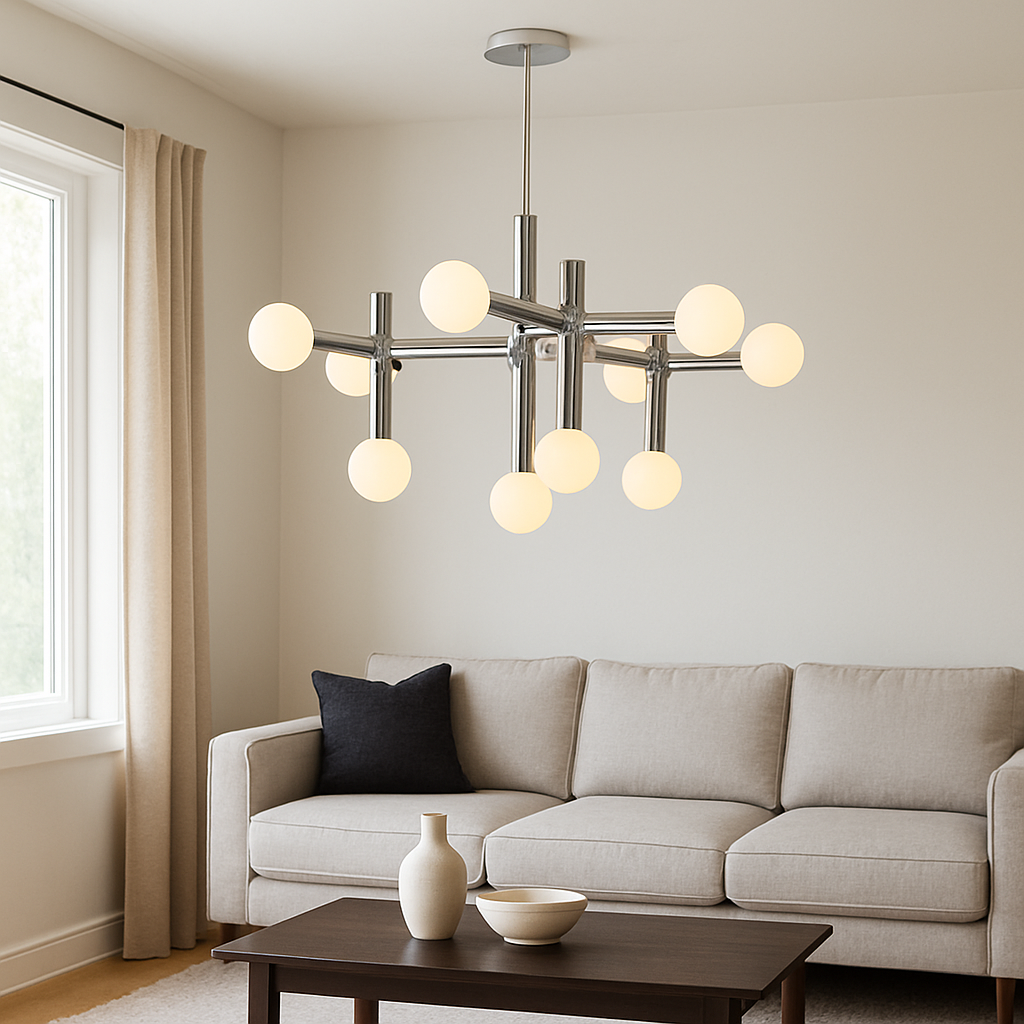 Lustre Bauhaus en Métal - Design Géométrique et Éclairage LED