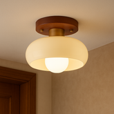Lampe de Plafond en Bois Crème - Élégante et Contemporaine pour Intérieurs