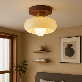 Lampe de Plafond en Bois Crème - Élégante et Contemporaine pour Intérieurs
