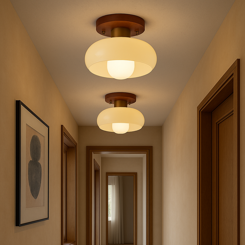 Lampe de Plafond en Bois Crème - Élégante et Contemporaine pour Intérieurs