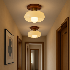 Lampe de Plafond en Bois Crème - Élégante et Contemporaine pour Intérieurs