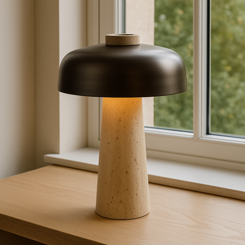 Lampe de Table en Travertin - Design Contemporain et Accueillant