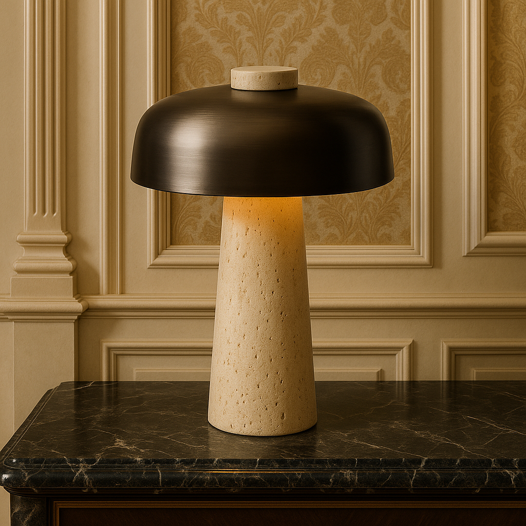 Lampe de Table en Travertin - Design Contemporain et Accueillant