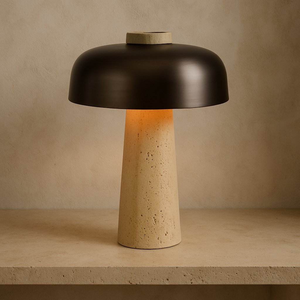 Lampe de Table en Travertin - Design Contemporain et Accueillant