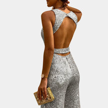 Jumpsuit en Paillettes Noir pour Femmes - Élégance et Confort pour Fête