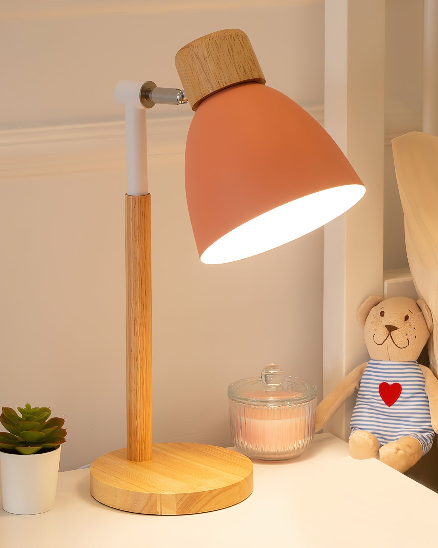Lampe de Table en Bois - Couleurs Douces et Chaleureuses