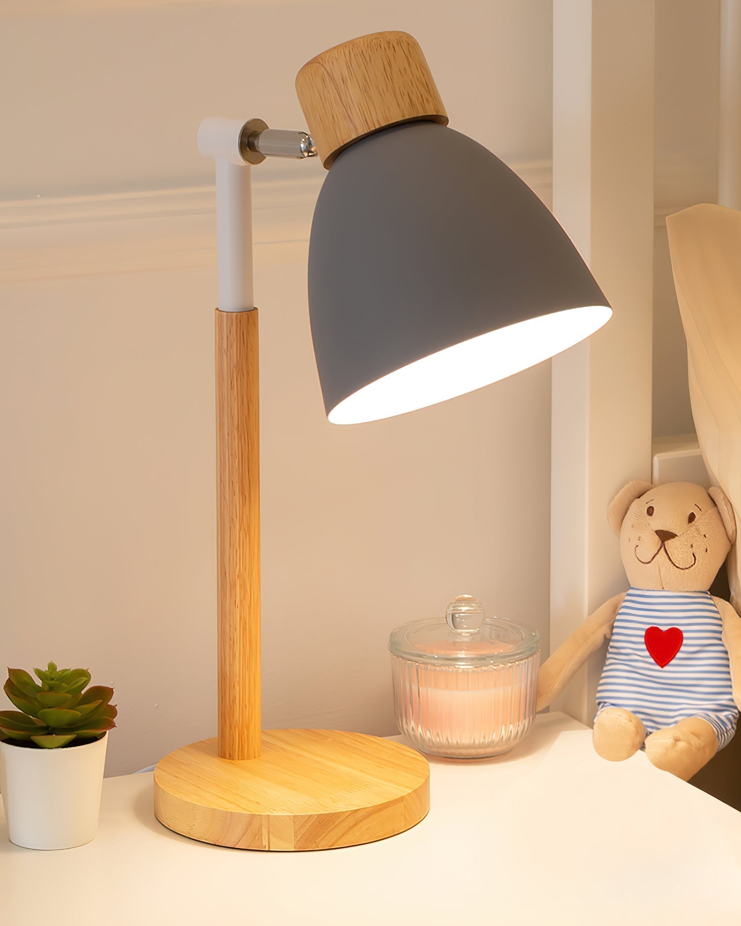 Lampe de Table en Bois - Couleurs Douces et Chaleureuses