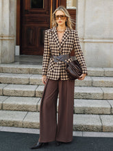 Blazer Ceinturé en Vichy Classique - Tissu Chaud et Ajustement Régulier