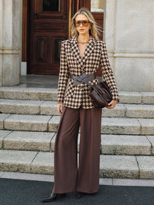 Blazer Ceinturé en Vichy Classique - Tissu Chaud et Ajustement Régulier