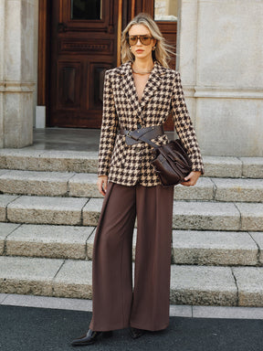 Blazer Ceinturé en Vichy Classique - Tissu Chaud et Ajustement Régulier