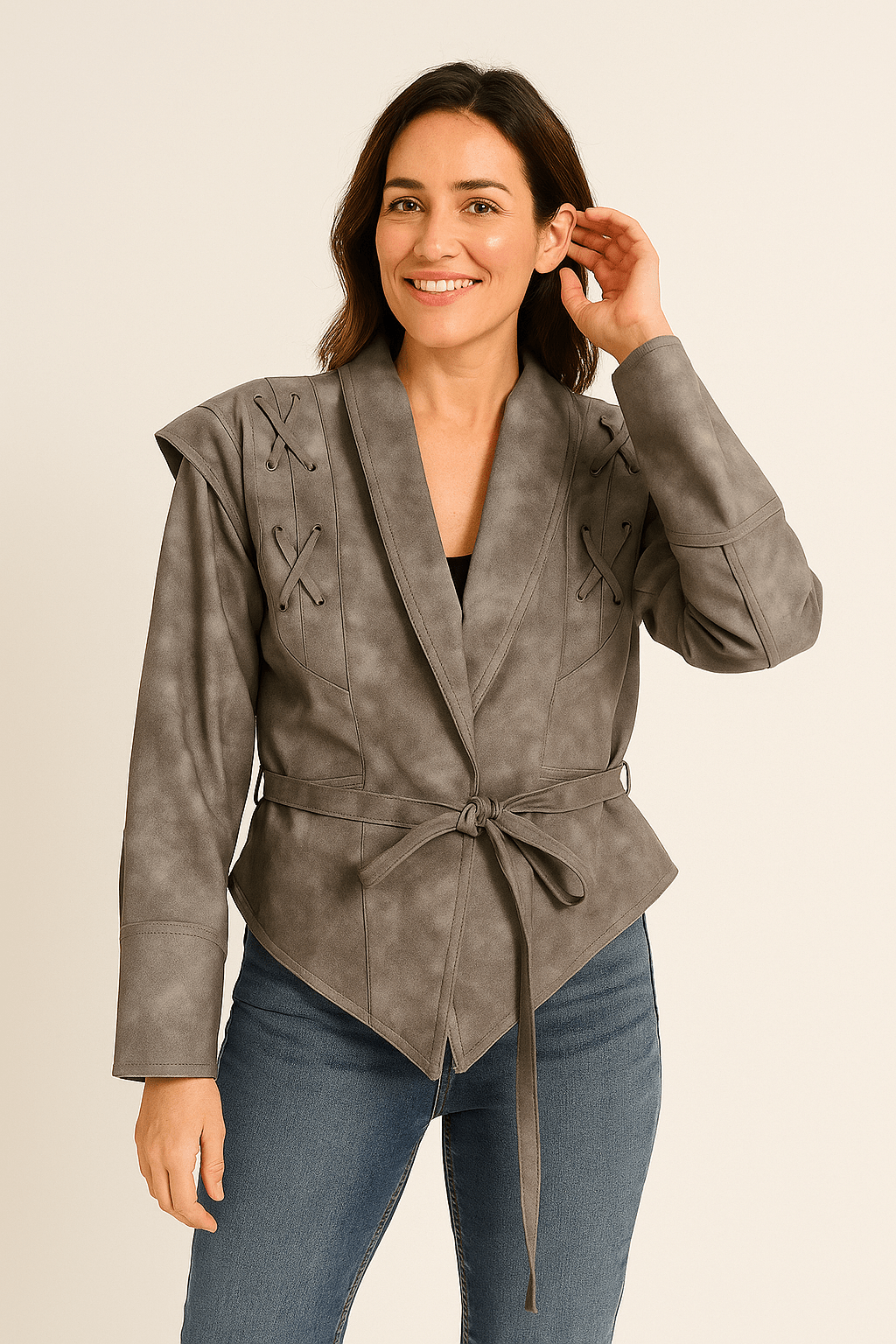 Manteau d'Hiver Élégant pour Femme - Ceinture à Nouer et Look Flatteur
