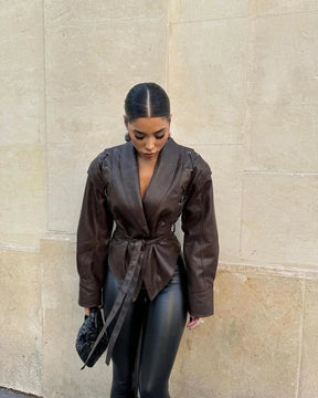 Manteau d'Hiver Élégant pour Femme - Ceinture à Nouer et Look Flatteur