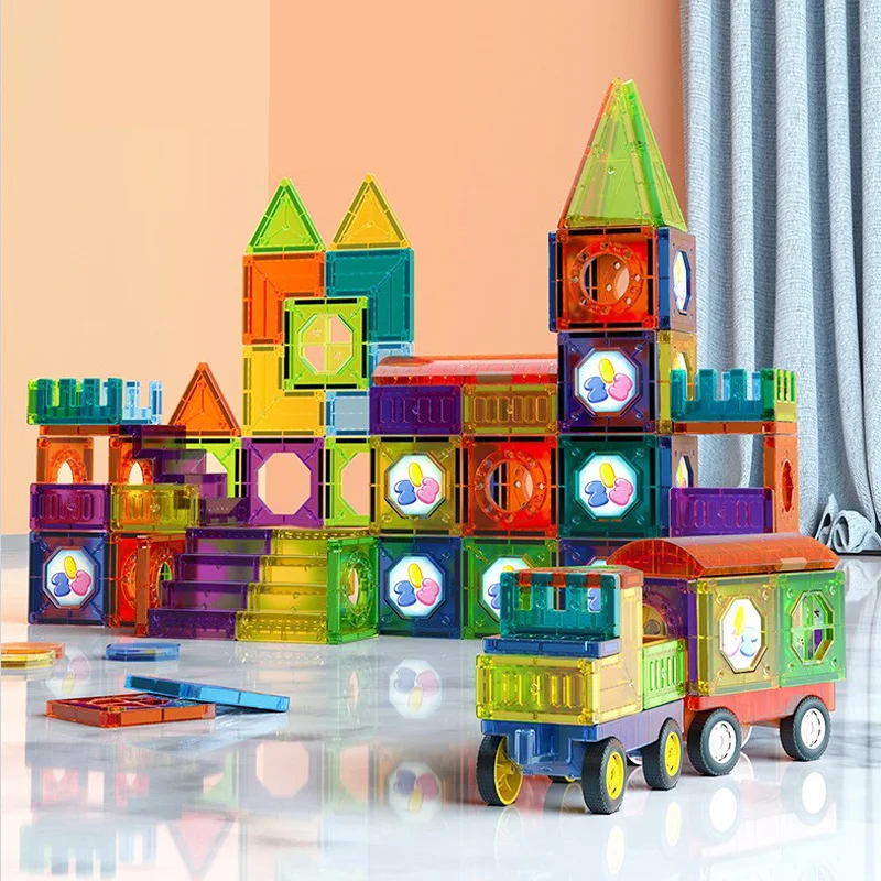 Blocs de Construction Magnétiques LED - Jouet Éducatif de 69 Pièces