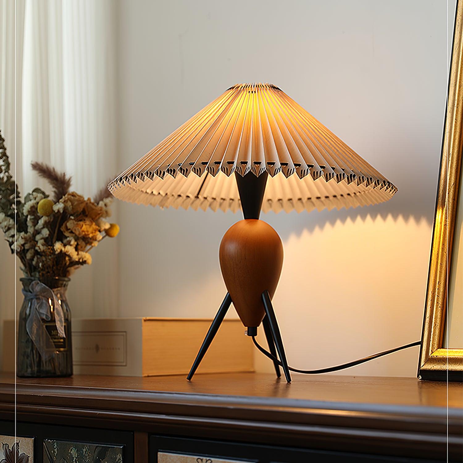 Lampe LED Trépied en Bois - Élégance Naturelle et Style Contemporain