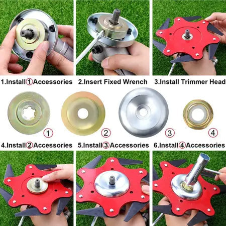 Tête de Taille-Haie à 6 Lames - Durable et Facile à Installer
