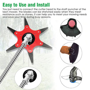 Tête de Taille-Haie à 6 Lames - Durable et Facile à Installer