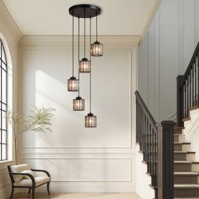 Lustre en Cristal pour Escalier - Élégance Contemporaine et Chaleureuse