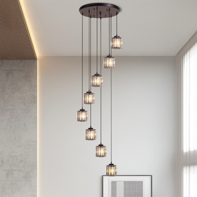 Lustre en Cristal pour Escalier - Élégance Contemporaine et Chaleureuse