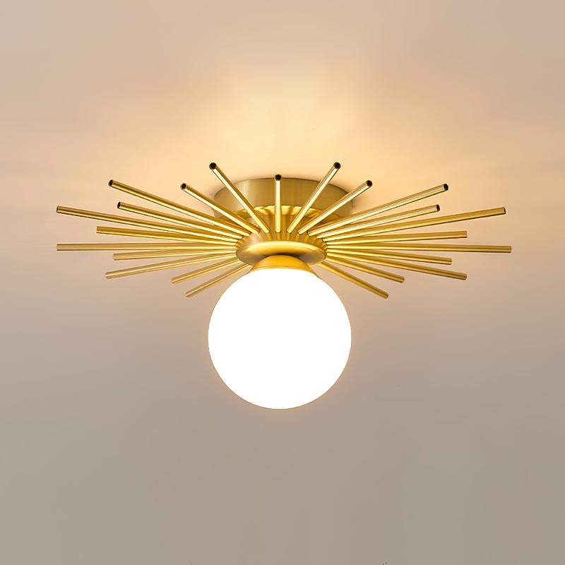Éclairage de Plafond Élégant - Design Unique en Laiton et Verre