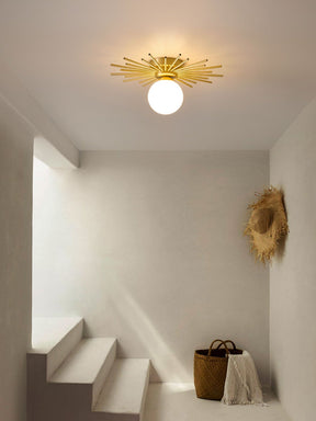 Éclairage de Plafond Élégant - Design Unique en Laiton et Verre
