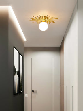 Éclairage de Plafond Élégant - Design Unique en Laiton et Verre