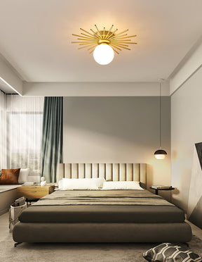 Éclairage de Plafond Élégant - Design Unique en Laiton et Verre