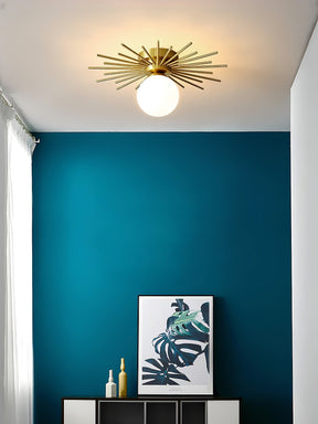Éclairage de Plafond Élégant - Design Unique en Laiton et Verre