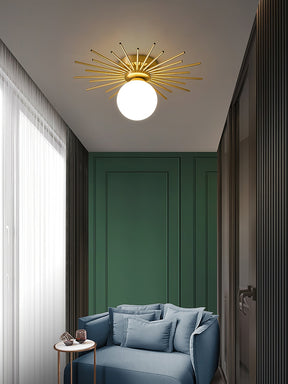 Éclairage de Plafond Élégant - Design Unique en Laiton et Verre