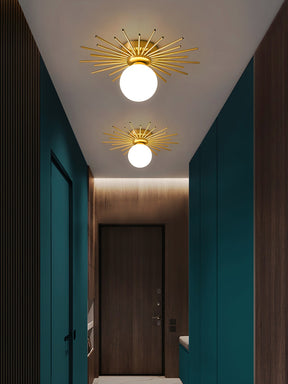 Éclairage de Plafond Élégant - Design Unique en Laiton et Verre