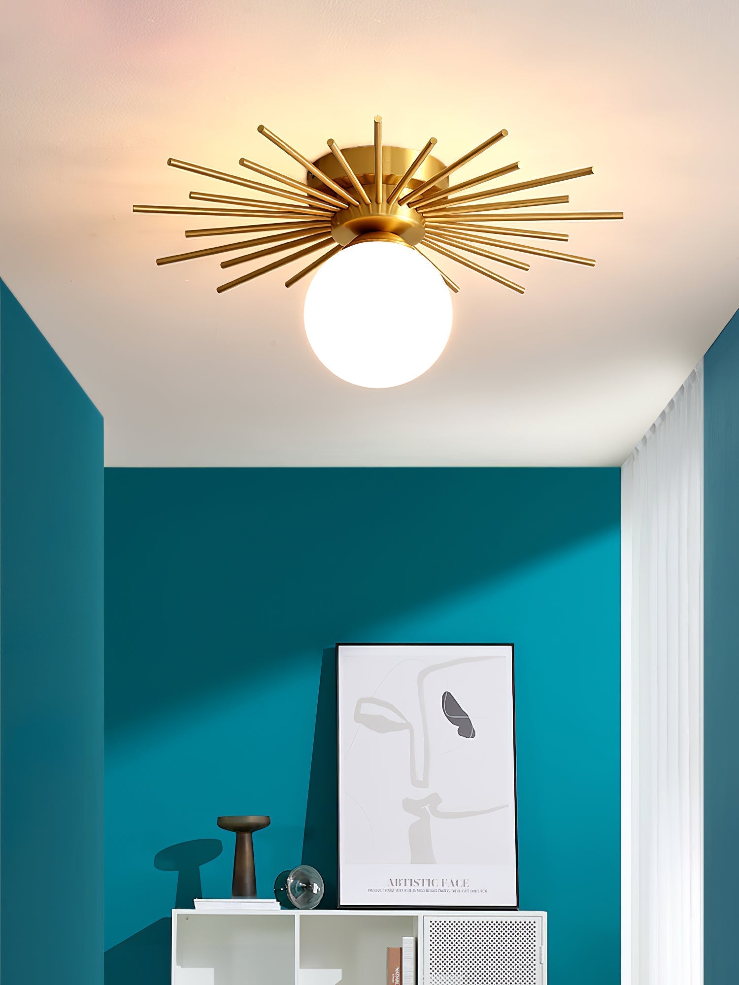 Éclairage de Plafond Élégant - Design Unique en Laiton et Verre