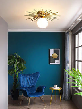 Éclairage de Plafond Élégant - Design Unique en Laiton et Verre
