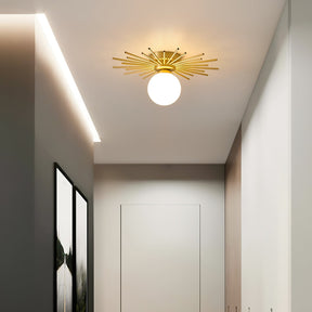 Éclairage de Plafond Élégant - Design Unique en Laiton et Verre