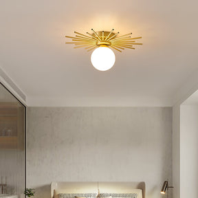 Éclairage de Plafond Élégant - Design Unique en Laiton et Verre
