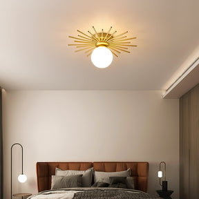 Éclairage de Plafond Élégant - Design Unique en Laiton et Verre