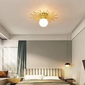 Éclairage de Plafond Élégant - Design Unique en Laiton et Verre