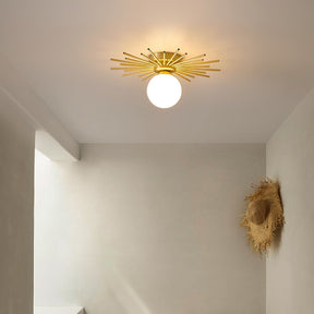 Éclairage de Plafond Élégant - Design Unique en Laiton et Verre