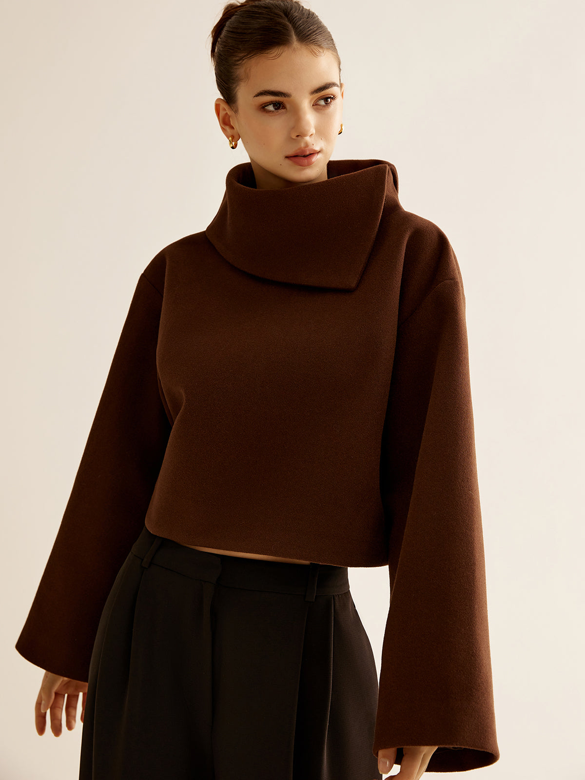 Haut en Tweed à Col Roulé - Chic et Élégant pour Toutes Occasions