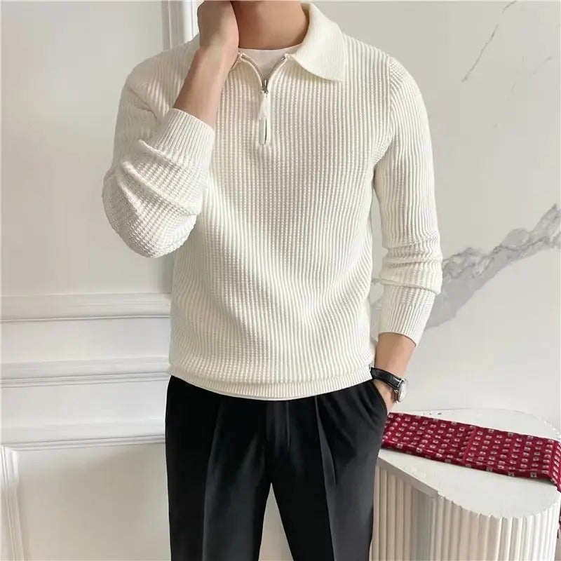 Pull à Col Zippé Élégant - Confort Décontracté et Luxueux