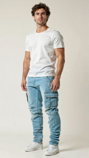 Jeans Modern Fit Homme - Style Chic et Rangement Pratique