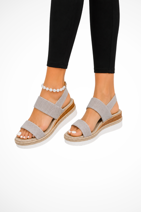 Sandales compensées confort femme bride cheville réglable bout ouvert vacances